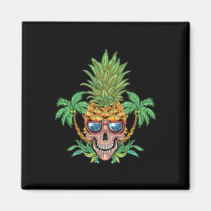 Skull Pineapple Aloha Beaches Hawaiian Flowers Haw Magnet