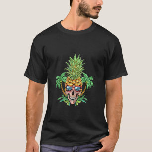 Skull Pineapple Aloha Beaches Hawaiian Flowers Haw T-Shirt