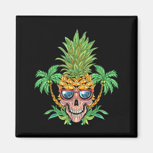 Skull Pineapple Aloha Beaches Hawaiian Flowers Magnet