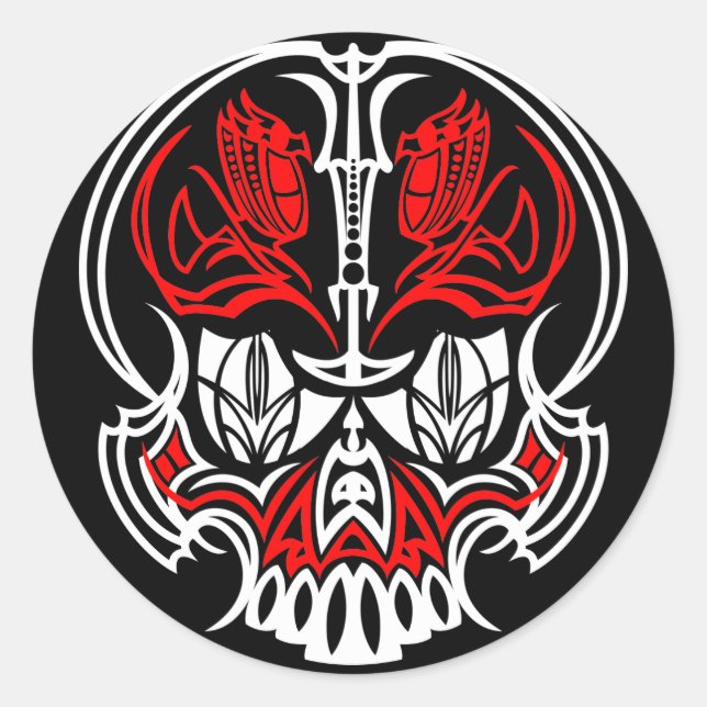 Skull Pinstriping Classic Round Sticker (Front)