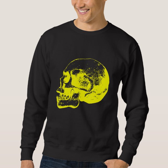 Skull pirate biker rocker dead varnitas bone weird sweatshirt (Front)