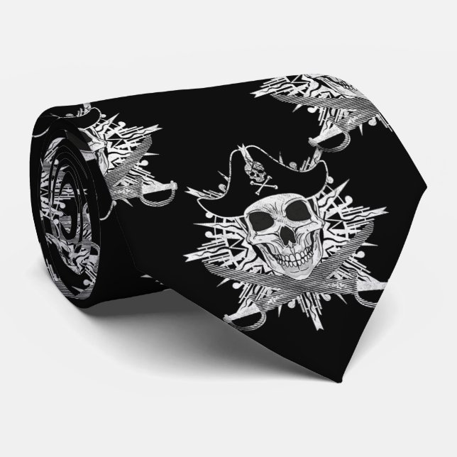 Skull Pirate Cross Cutlass Tie (Rolled)