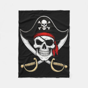 Skull Pirate Jolly Roger Flag Halloween Fleece Blanket