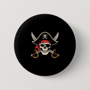 Skull pirate jolly roger flag halloween funny 6 cm round badge