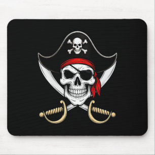 Skull Pirate Jolly Roger Flag Halloween Mouse Pad