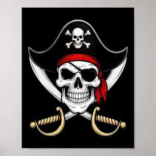 Skull Pirate Jolly Roger Flag Halloween Poster