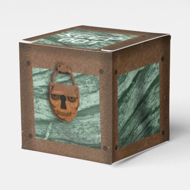 SKULL PIRATE TREASURE CHEST by Slipperywindow Favour Box (Front Side)