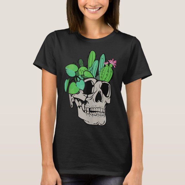 Skull Plant Cute Garden Doll Planters Funny Garden T-Shirt (Front)