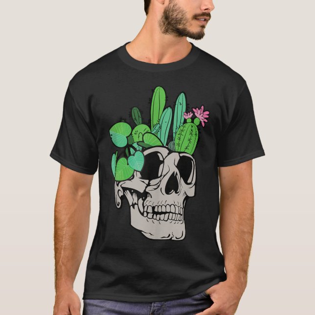 Skull Plant Cute Garden Doll Planters Funny Garden T-Shirt (Front)