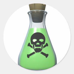 Skull Poison Bottle Classic Round Sticker