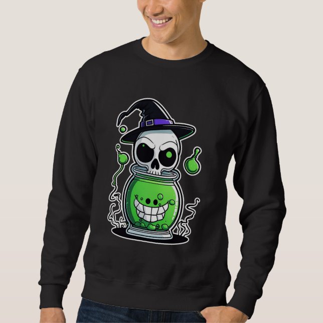 Skull & Poison Jar Halloween Sweatshirt (Front)