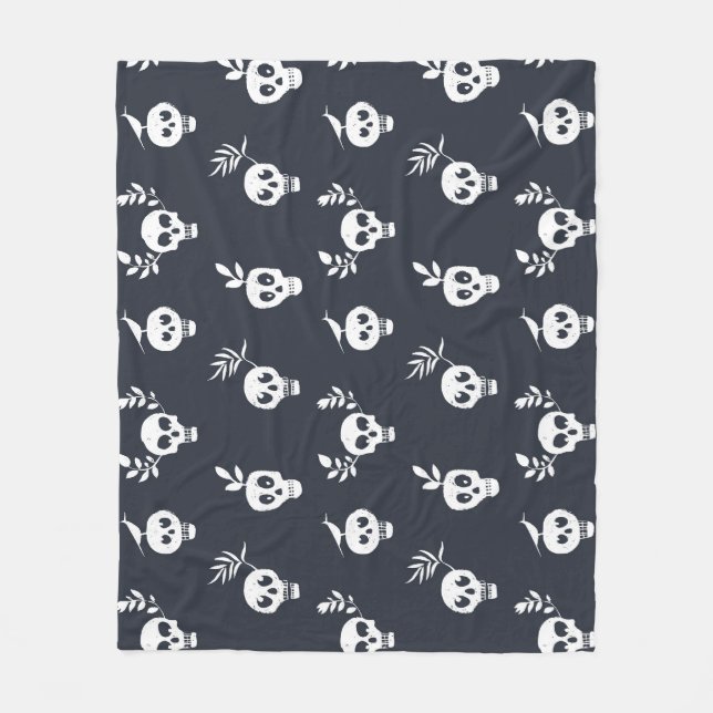 Skull Polka: Botanical Humourous Pattern Fleece Blanket (Front)