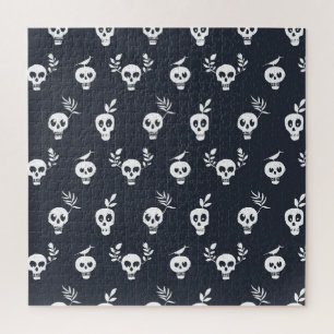 Skull Polka: Botanical Humourous Pattern Jigsaw Puzzle