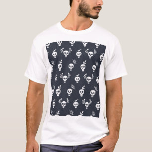 Skull Polka: Botanical Humourous Pattern T-Shirt