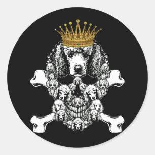 Skull Poodle Skeleton Halloween Costume Scary Dog  Classic Round Sticker