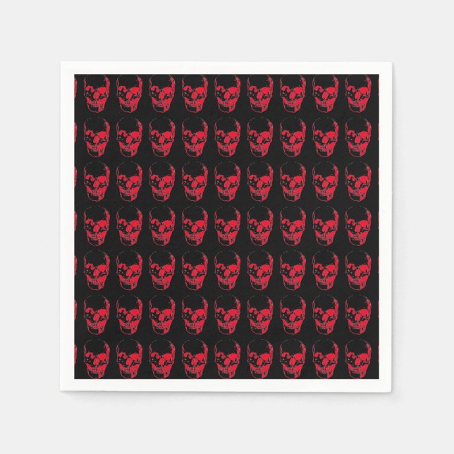 Skull Pop Art Black & Red Napkin (Front)