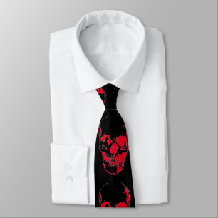 Skull Pop Art Black & Red Tie