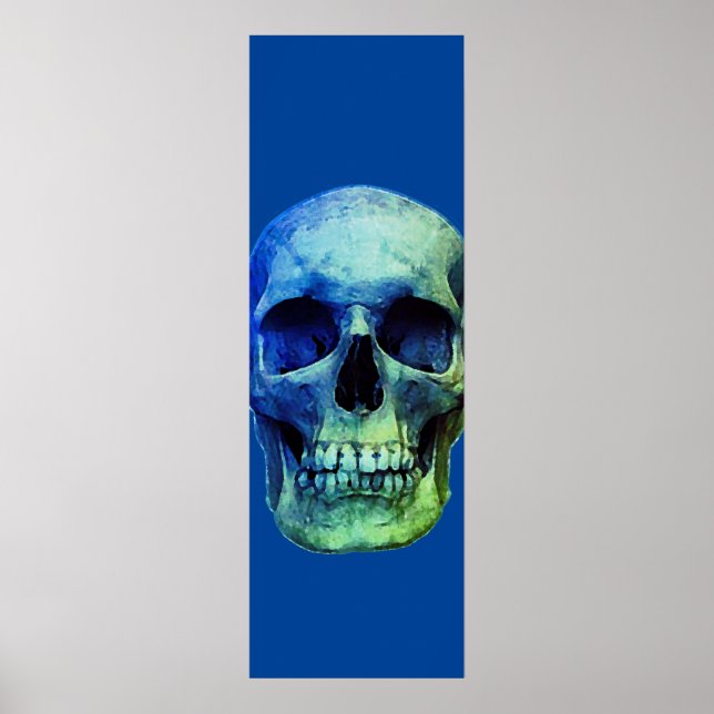 Skull Pop Art Blue Poster (Front)