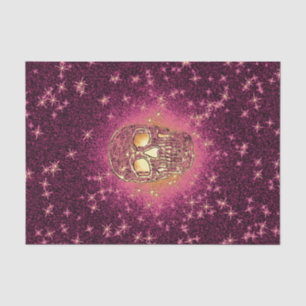 Skull Pop Art Gold Purple Glitter Colourful Tissue Paper