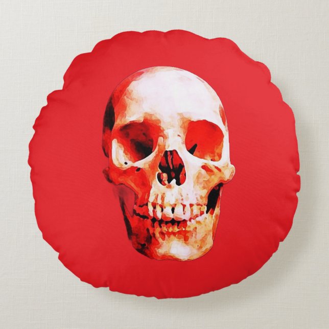 Skull Pop Art Illustration Round Cushion (Front)