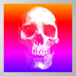 Skull Pop Art Red Blue Pink Poster<br><div class="desc">Fantasy Art Skull Skeleton - Blue & Purple Tones Heavy Metal Punk Rock College Pop Art Image</div>