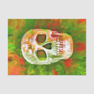Skull Pop Art Red Green Colorful Unique Abstract Tissue Paper