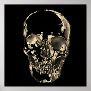 Skull Pop Art Sepia Black Retro Poster
