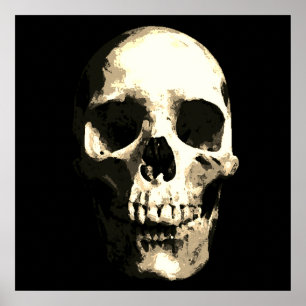Skull Pop Art Sepia Colour Poster