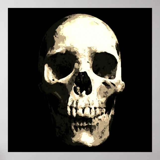 Skull Pop Art Sepia Colour Poster (Front)