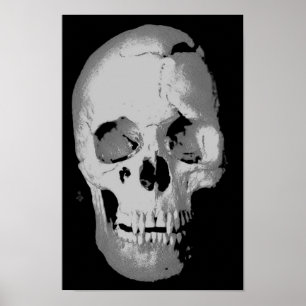 Skull Poster - Black & White Pop Art, Fantasy Art