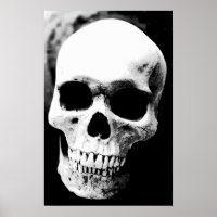 Skull Poster Print Black White Fantasy Metal Rock
