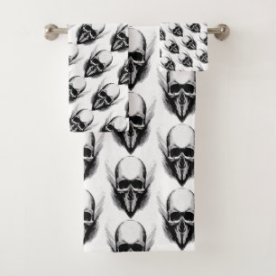 skull poster vector pattern bath towel set