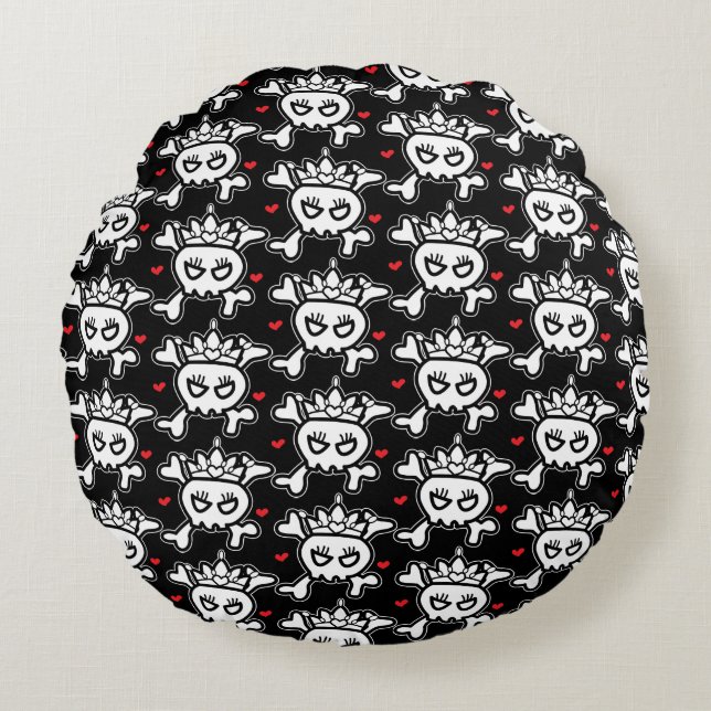 Skull Princess Pattern Round Cushion (Front)