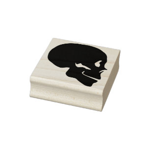 Skull profile silhouette art stamp