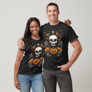 Skull Pumpkin Halloween Horror Spooky Skeleton T-Shirt