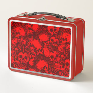 skull punk metal lunch box