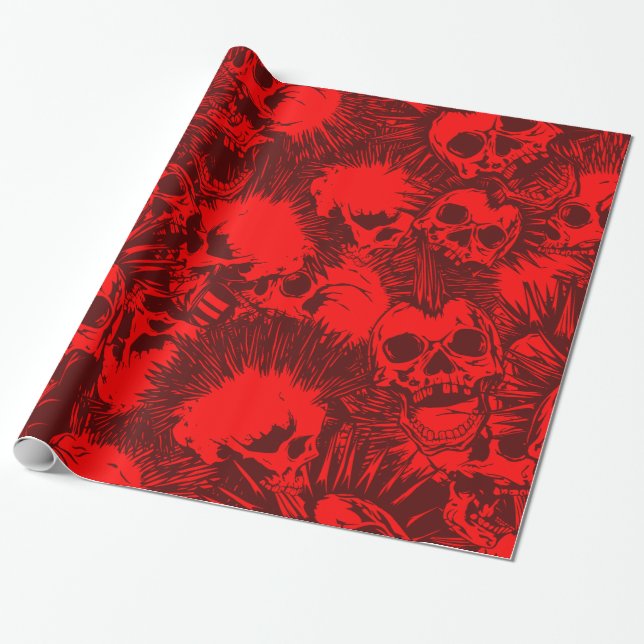 skull punk wrapping paper (Unrolled)