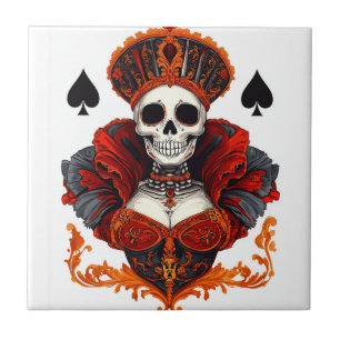 Skull Queen of Spades Ceramic Tile