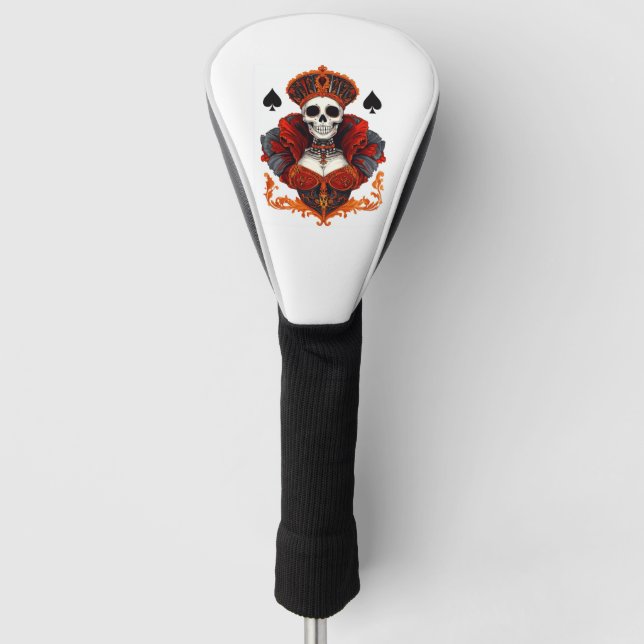 Skull Queen of Spades Golf Head Cover (Front)