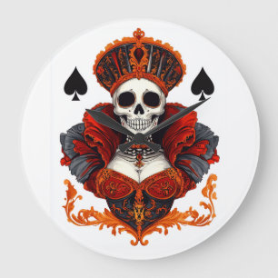 Skull Queen of Spades Large Clock