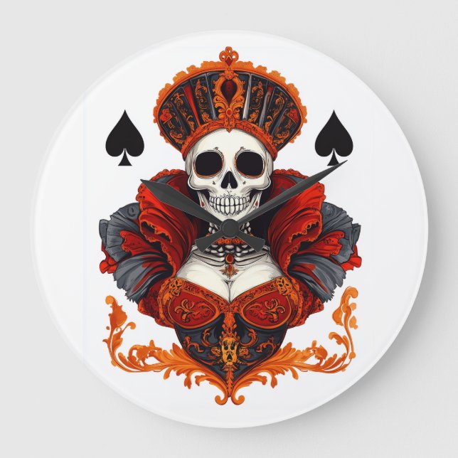 Skull Queen of Spades Large Clock (Front)