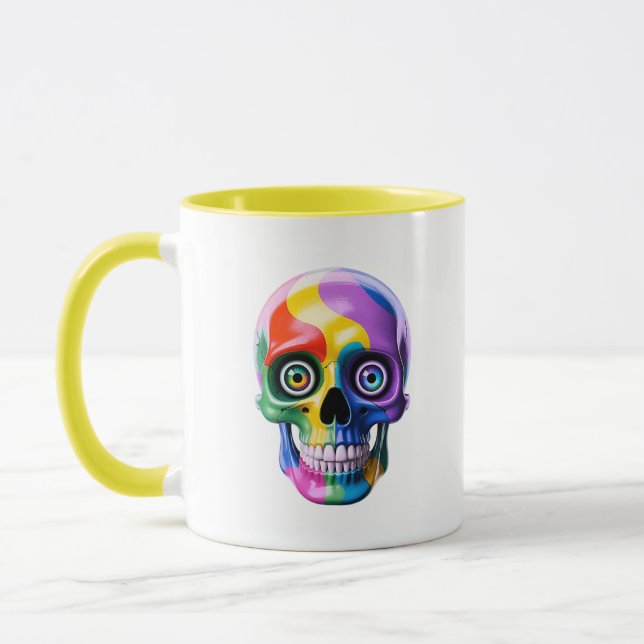 Skull Rainbow Psychedelic Modern Art Mug (Left)