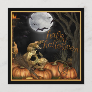Skull, Rats and Pumpkin Halloween Party Invitation