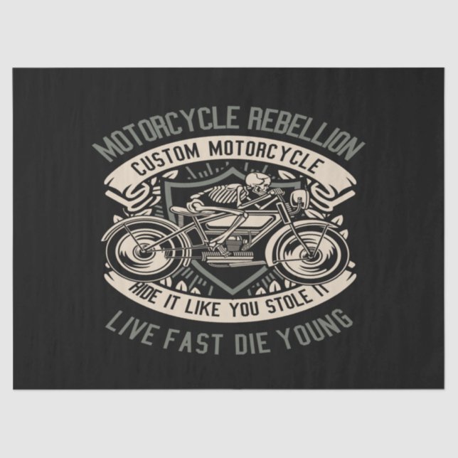 Skull Rebel Motorcycle Tissue Paper (Front)