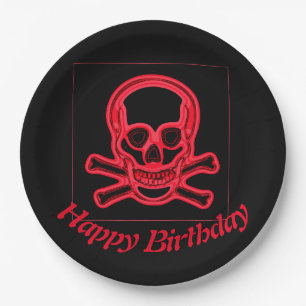 Skull red and black colours,digital art paper plate