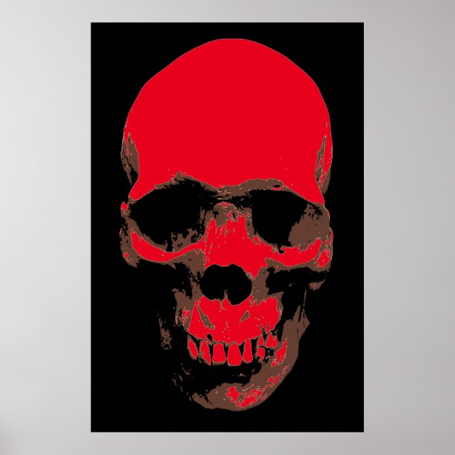 Skull Red Black Pop Art Poster (Front)