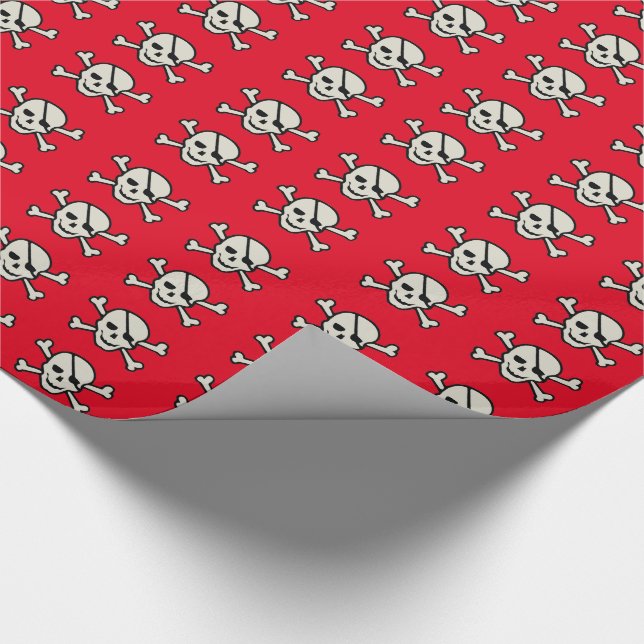 Skull - Red Glossy Wrapping Paper, 30" x 15' Paper (Corner)