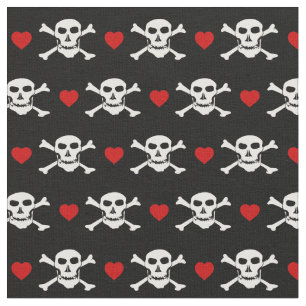 Skull & Red Heart Fabric - Pirates/ boat fashion