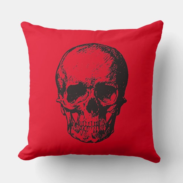 Skull Red Pop Art Cushion (Front)