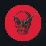 Skull Red Pop Art Round Clock<br><div class="desc">Pop Art Style Skull Digital Art Painting</div>